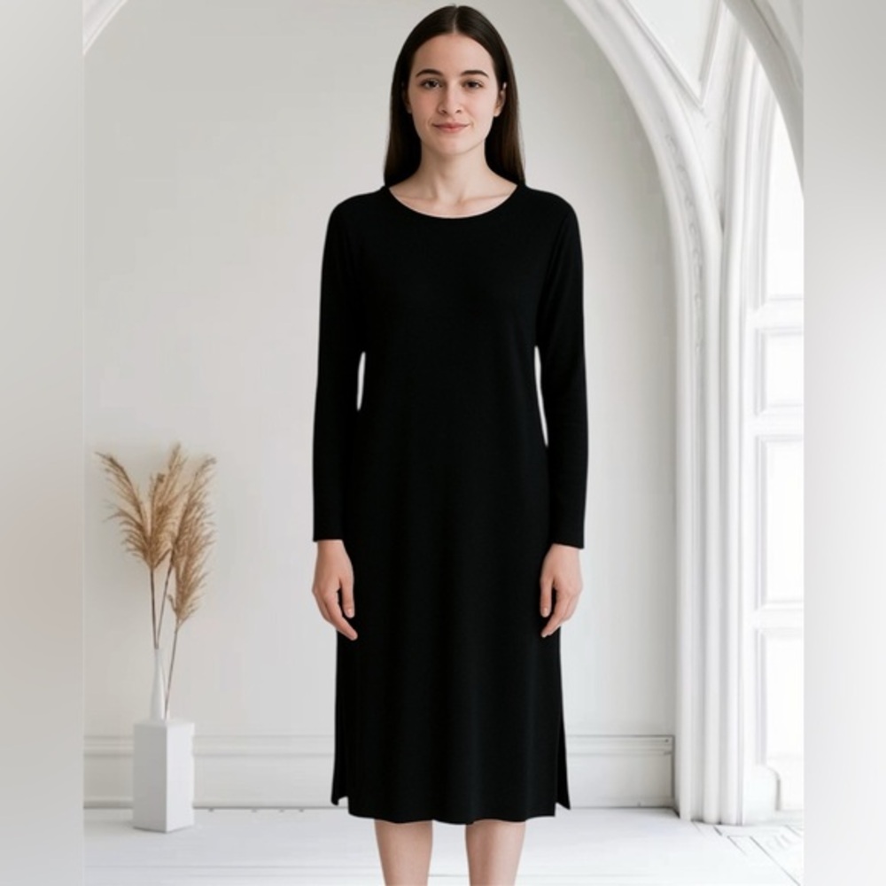 RD Style Classic Black Long Sleeve T-shirt Dress